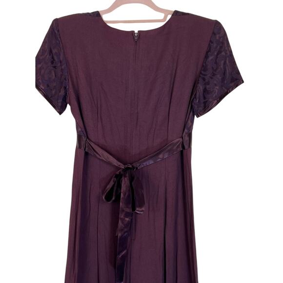 Be Smart Purple Eggplant Short Sleeve Empire Waist Maxi Event Dress Size 6 - Picture 5 of 7